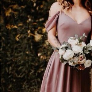 Elegant Mauve Off-Shoulder Dress